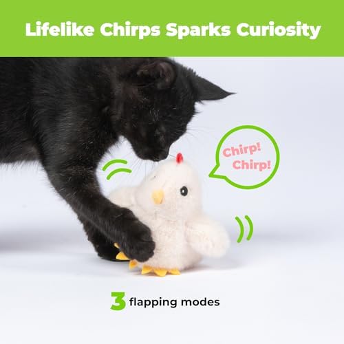Best Pet Supplies Catify Interactive Flapping Cat Toy - Chick, Beige