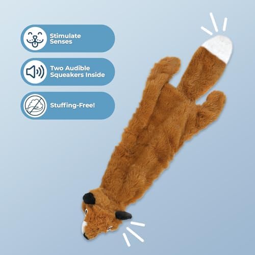 Best Pet Supplies 2-in-1 Stuffless Squeaky Dog Toy - Fox, Small | No-Stuffing, 2 Built-in Squeaker, No Mess, Soft, Interactive Indoor & Outdoor Play, Lightweight, Perfect for Moderate Chewer