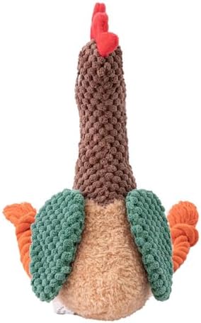 Chicken Dog Toy with Sound, Rope Legs for Small Medium Dogs, Colorful Rooster Toy for Tug and Play (Brown+Blue)