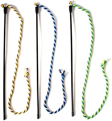 Cat Wand Toys 3 PCS String Kitten Toys Hemp Rope Kitten Stick Teaser Wand