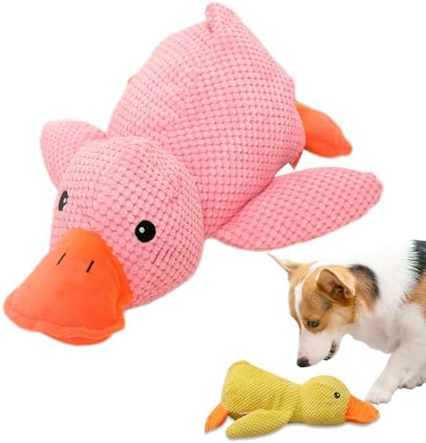 Mellow Calming Duck Dog Toy, Upgraded Calming Duck Toy for Dogs, Interactive Toy with Quack Sound, Soft Plush Stuffed Calming Duck Pillow, Durable Stuffed Dog Puppy Toys for Puppy Keep Busy (B)