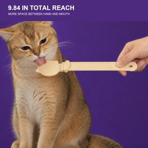 3 Pack Cat Treat Dispenser Spoons for Wet Food – Lickable Squeeze Spoon for Churu & Cat Treats – Multi-Function Feeding Spoon for Cats – 9.8 Inch,Beige, Purple, Pink