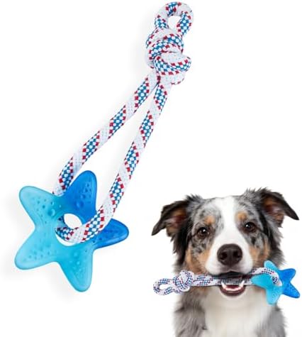 Dog Chew Toys for Aggressive Chewers, Multiple Textures & Rope, ndestructible Tough Durable Interactive Dog Toys, Puppy Chew Toys for Teething， Blue Five-Pointed Star
