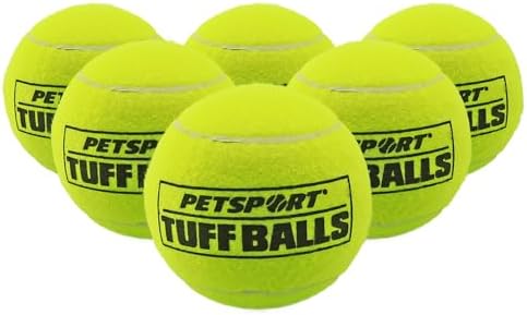 PetSport Giant Tuff Ball - Giant Tennis Balls for Dogs, Great for Boredom & Aggressive Chewers, Tennis Balls for Large Dogs, Certified Non-toxic, Wonâ€™t Wear Down Teeth - 4" (6 pack)