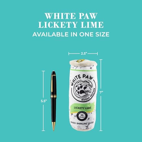 Haute Diggity Dog White Paw Can Plush Dog Toy, Drink Parody Chew Toys