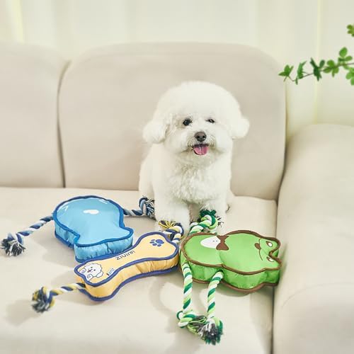 Durable Dog Toy – Interactive Rope Chew Toy with Crinkle Sound – Tough 1680D Fabric Tug Toy for Small, Medium & Large Dogs (Medium, Whale)