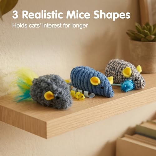 Catnip Toys (3 Pack), Cat Mouse Toys for Indoor Play, Small Interactive Cat Toys for Indoor Cats, Perfect for Single or Multi-Cat Households (Yellow)