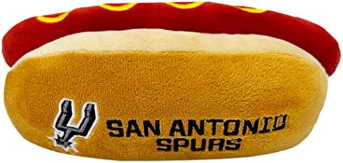 Pets First NBA San Antonio Spurs HOT Dog Plush Dog & CAT Squeak Toy - Cutest HOT-Dog Snack Plush Toy for Dogs & Cats with Inner Squeaker & Beautiful Basketball Team Name/Logo