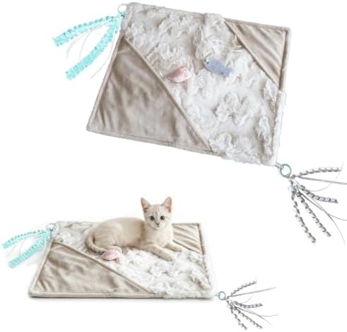 Cat Crinkle Play Mat with Catnip Interactive Cats Activity Mat for Indoor