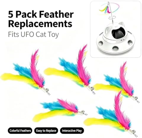 Antenna Mounted Feather Refill, Replacement Accessory 3-in-1 Auto Laser Cat Toy (Only Feather Attachment, Toy Base Not Included)