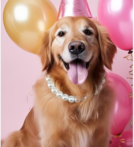 Chunky Pearl Dog Necklace (Beads 20mm),Elegant Classic Super Big Pearl Collar Necklace Accessories for Medium Large Dogs Occasions and Gatherings (White, L(Neck Girth17''-18.5''))