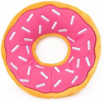 ZippyPaws - Jumbo Donutz - Strawberry - Interactive Pet Donut Toys for Dogs with Embroidered Sprinkles, Soft, No Stuffing, Durable Large Breed Dog & Puppy Toys with Squeaker