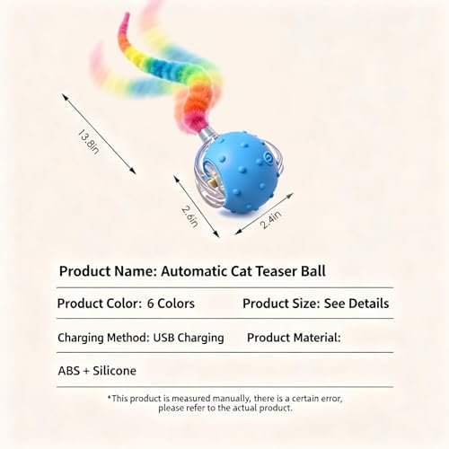 2 Pack Interactive Cat Toy, Auto Chirping Balls, 6 Tails, Indoor Self Play