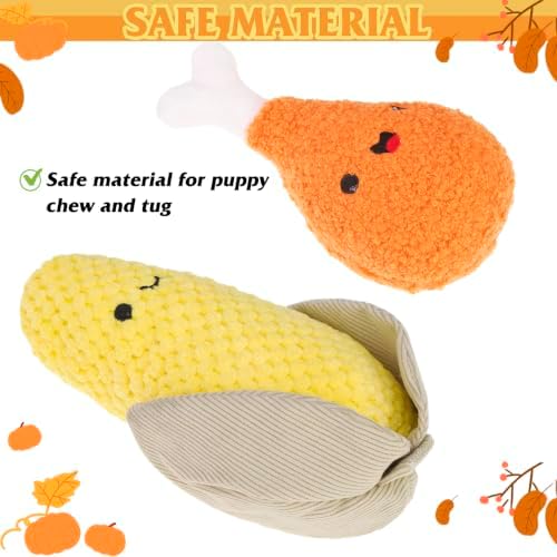 PUPTECK Thanksgiving Dog Squeaky Chew Toys 3 Pack