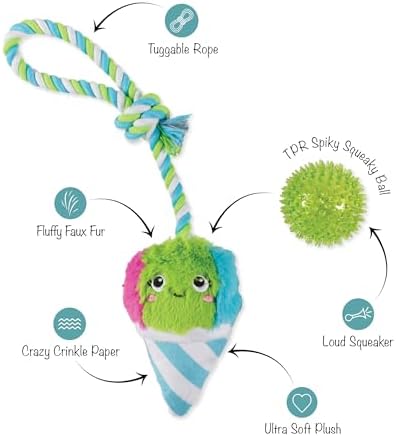 Fringe Studio Plush Dog Toy with Rope, Cone-FIDENCE is Yummy, Pet Shop Collection (314528)