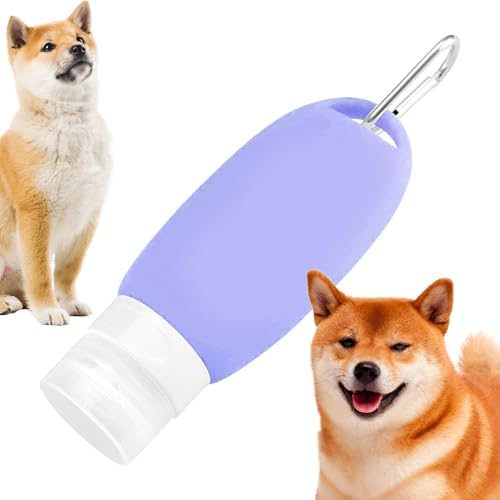 Refillable Silicone Travel Bottle for Dog 3oz (90ml) | Small Refillable Squeeze Bottles with Carabiner | Food-Safe Material