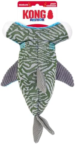 KONG Armor Dog Toy, Durable Plush (Hammerhead Shark)