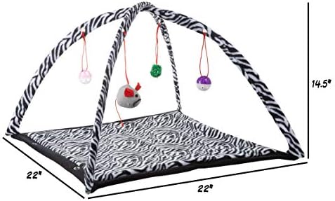 PETMAKER Cat Activity Center- Interactive Play Area Station for Cats, Kittens with Fleece Mat, Hanging Toys, Foldable Design for Exercise, Napping