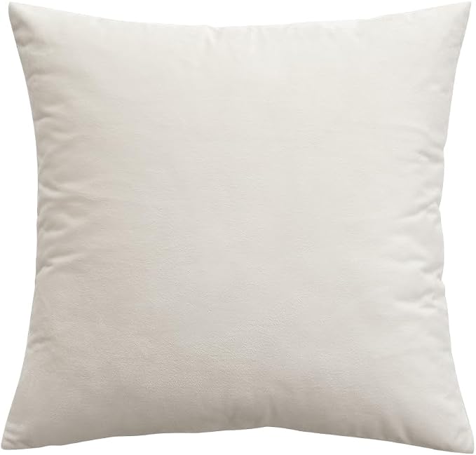 MIULEE 26x26 Inch Euro Velvet Throw Pillow Cover Set of 1 Cream White | Soft Luxury Decorative Throw Pillow Cover, Single Cushion Case, Home Decor for Chair Couch Sofa Bedroom Car Bed