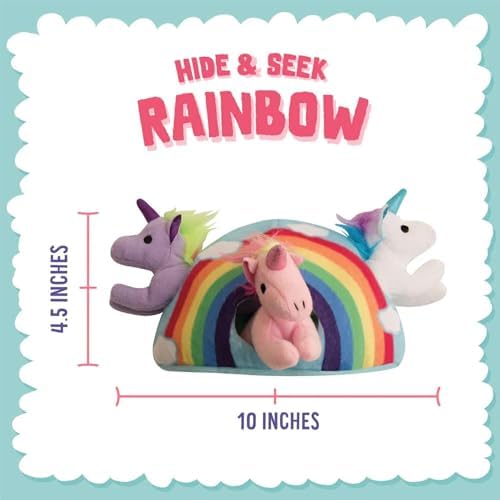 Snugarooz Hide & Seek Rainbow Dog Toy with Repair Patch – Interactive Plush Rainbow with 3 Squeaky Unicorns – Designed for Fun and Engaging Play for Your Pup