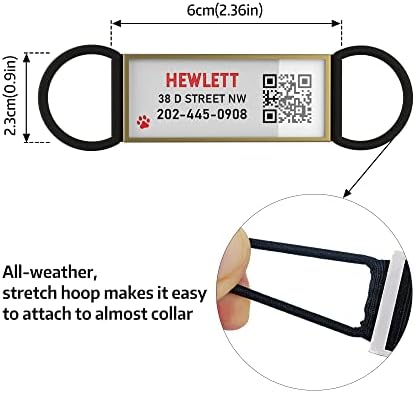 QR Code Dog Tag, Silent Slide-On Pet ID Name Tag for Dogs, Cats & Horses – Custom Personalized Noiseless Tag with Jingle-Free Fit & Online Profile Display