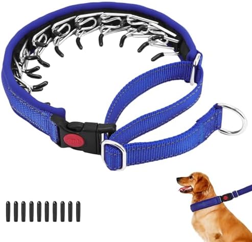 No Pull Martingale Dog Collar for Large Medium Small Dogs, Heavy Duty Nylon Reflective Adjustable Anti Pull Slip Collar with Buckle for Training Walking M Dark Blue
