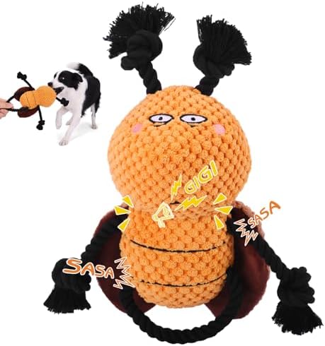 Yipetor Cockroach Squeaky Dog Toy, Puppy Rope Chew Toy for Medium Dogs