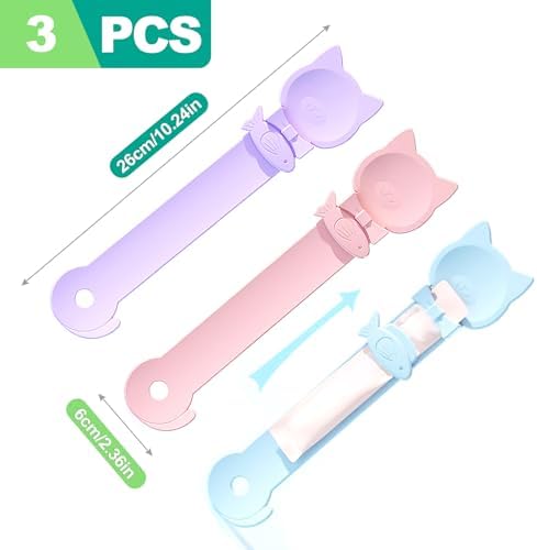 slaixiu 3 Pack Cat Treat Spoon Squeeze - Soft Food Feeder Spoon & Lickable Treat Strip Tool for Cats, Multi-Function Cat Spoons & Treat Dispenser