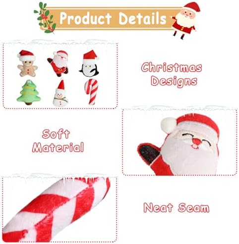 FOIMAS 6pcs Christmas Catnip Toys,Xmas Cat Toys Plush Santa Claus Snowman Tree Interactive Chew Bite Toys for Cat Kitten Indoor