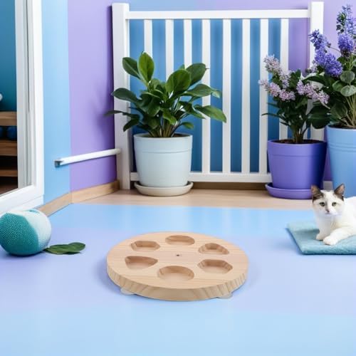 Wooden Dog Nail Scratch Pad with Treat Dispenser and Rotatable Design for Pet Grooming and Nail Care, 11.4 Inch Sturdy Wood Board Exercise and Reducing Furniture Scratching