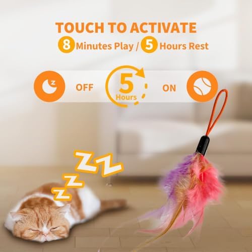 Interactive Automatic Cat Toy, 360° Rotating Feather Wand