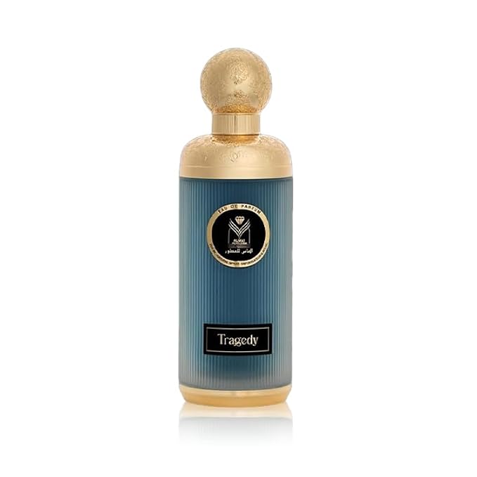 Almas Perfumes Tragedy Unisex Eau de Parfum, 200ml, Woody Oriental Fragrance with Oud, Amber, Leather, Bergamot, Black Pepper, Made in Saudi Arabia