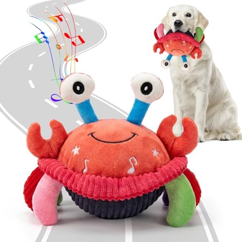 BABORUI Interactive Dog Toys Crab, Jumping Squeaky Dog Toys with Recording and Music Modes, Rechargeable Moving Dog Chew Toys for Small/Medium/Large Dogs to Keep Them Busy(Crab)