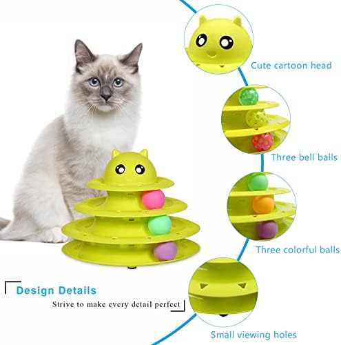 UPSKY Cat Toy Roller 3-Level Turntable Cat Toys with Six Colorful Balls | Puzzle Kitten Toys, Sturdy Structure, Detachable Design, Easy to Assemble, Anti-Slip, Reduces Boredom for Indoor Cats