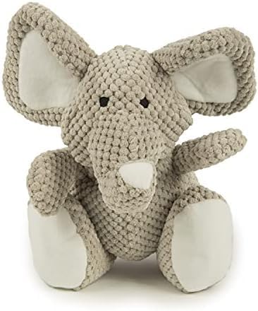 goDog Checkers Elephant Tough Plush Toy with Chew Guard Technology, Durable Checkered Fabric & Squeaker for Active Play, Gray, Large (Pack of 6)