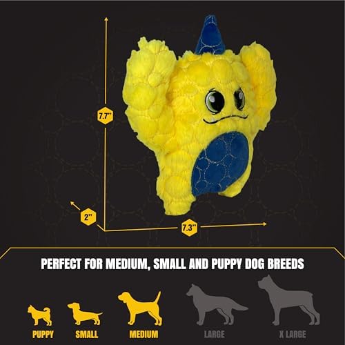 Bite Force -Durable & Strong Dog Yellow Monster with Squeaker, Kevlar-Reinforced for Aggressive Chewers - Yellow