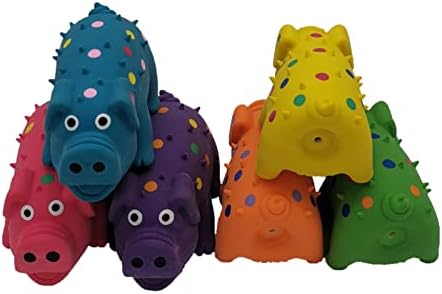 6 Pack 4 Inch Mini Latex Dog Squeaky Toys Polka Dot Piglet Pig Dog Toy for Mimi Small Dogs