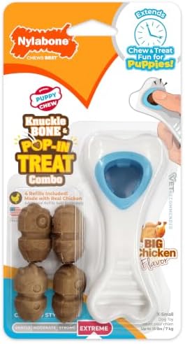 Nylabone Puppy Chew Knuckle Bone & Pop-In Treat Toy for Puppies, X-Small