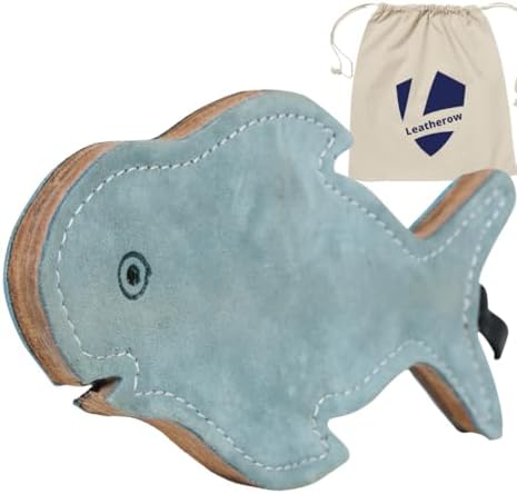 Leather Dog Toys for Small Puppies, Genuine Leather Chew Toys, Safe Puppy Toys, Durable Dog Chews for Teething, Interactive Play, Training, and Healthy Chewing (Shark)