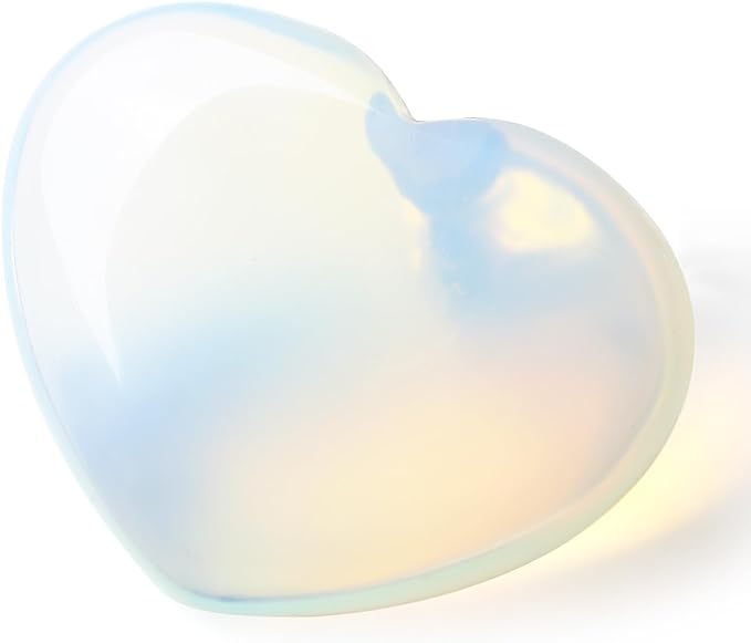 MAIBAOTA 45 mm Opalite Stones Heart Love Crystal Valentines Gifts for Herfriend Wife Opal Stone Reiki Crystal Gemstone Worry Stones for Anxiety