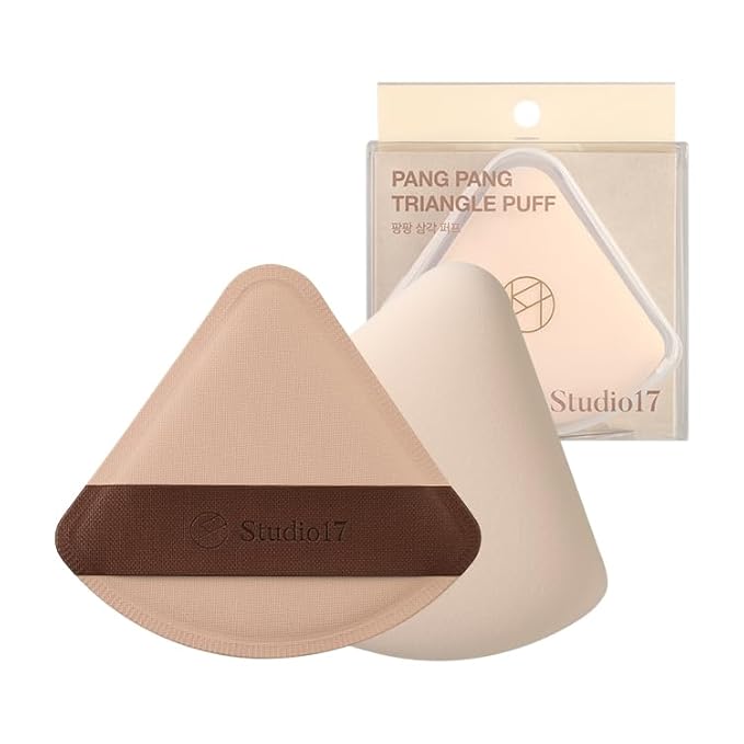 Pang Pang Triangle Makeup Powder Puff 1 Pc | Latex Big Makeup Sponge for Foundation | Fluffy Cushion Puff with Narrow Tip | Korean Makeup Puff for Foundation and Powder | 2.2In Diamater