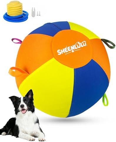 Herding Ball for Dogs, 22'' Dog Training Balls with Straps for Australian Shepherd, Border Collie, Cattle Dog, Large Breed Outdoor Play