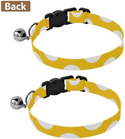 Yellow Polka Dot Dog Collar 2 Pack Soft Polyester Pet Collar Adjustable Length 10.6" to 17.1"