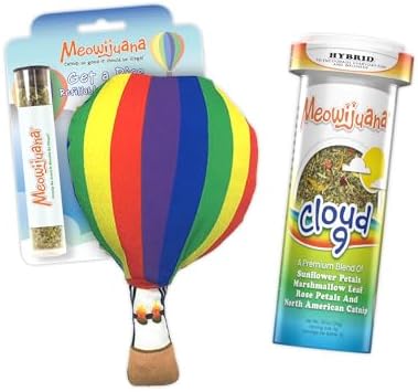 Meowijuana Get a Rise Balloon Cat Toy & Catnip | Refillable Plush + Blend