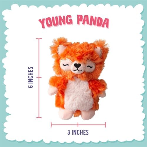 SNUG AROOZ Young Panda - Orange-White Plush Dog Toy, Squeaks & Crinkles, Pet Multi-Sensory Play, Recycled Material, 3x6 Soft-Cuddly Animal Companion