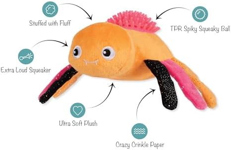 Fringe Studio Pet Toy, Stop Bugging ME Pastel Plush Dog Toy with Spiky TPR Ball, PetShop Collection (314610)