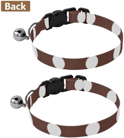 White Brown Retro Polka Dot Metal Bell Included Kitten Collars 2 Pack Adjustable Pet Collar