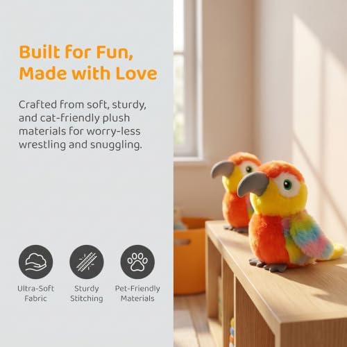 Flapping Parrot Cat Toys, Talk and Speak Birb Toy, Lifelike Bird Chirp