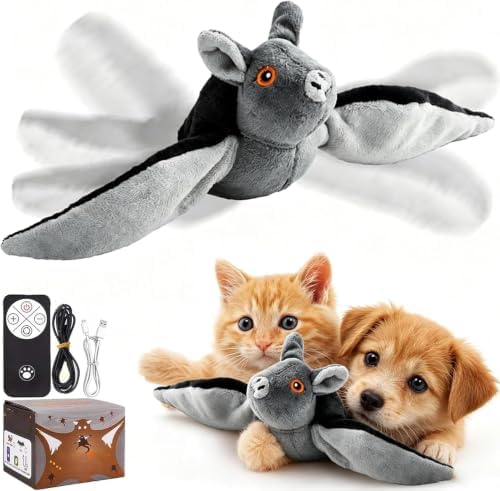 Flying Bat Toy for Dogs & Cats, Flapping Wings Interactive Pet Toy，1 | Flapping bat Toy with Chirping engages Cats and Dogs, mimics Real Flying Motion