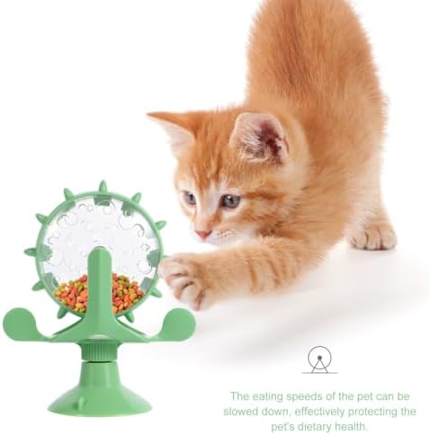 Ipetboom Interactive Pet Treats Dispenser Toy: 360 Degree Rotating Windmilt Feeding Windmill Dispenser Interactive Slow Food Toy for Cats and Dogs Enhances Iq Relieves Promotes Healthy Eating